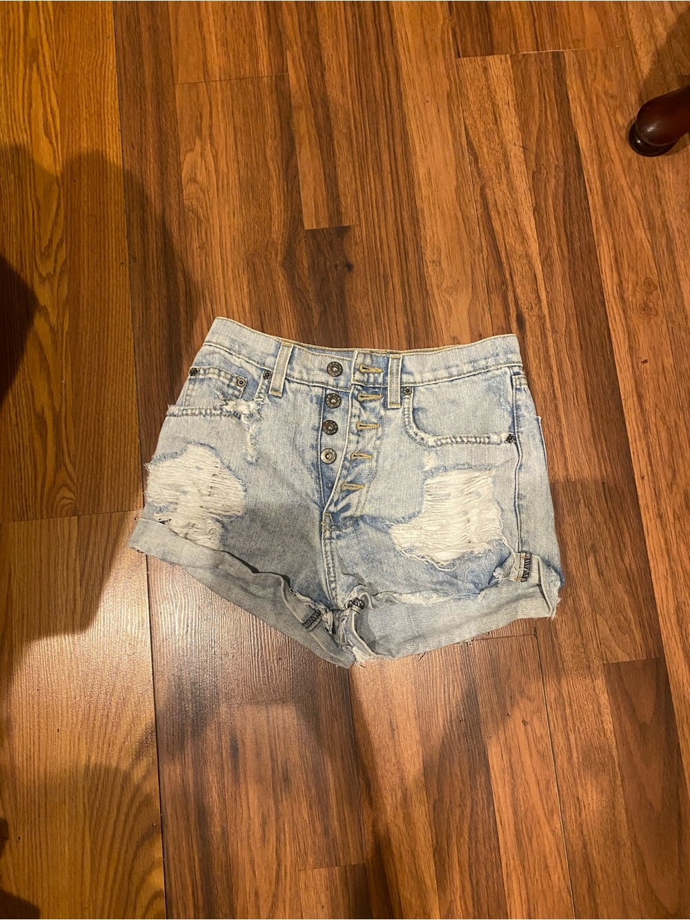 Carmar Light Blue Distressed High-Rise Denim Shorts